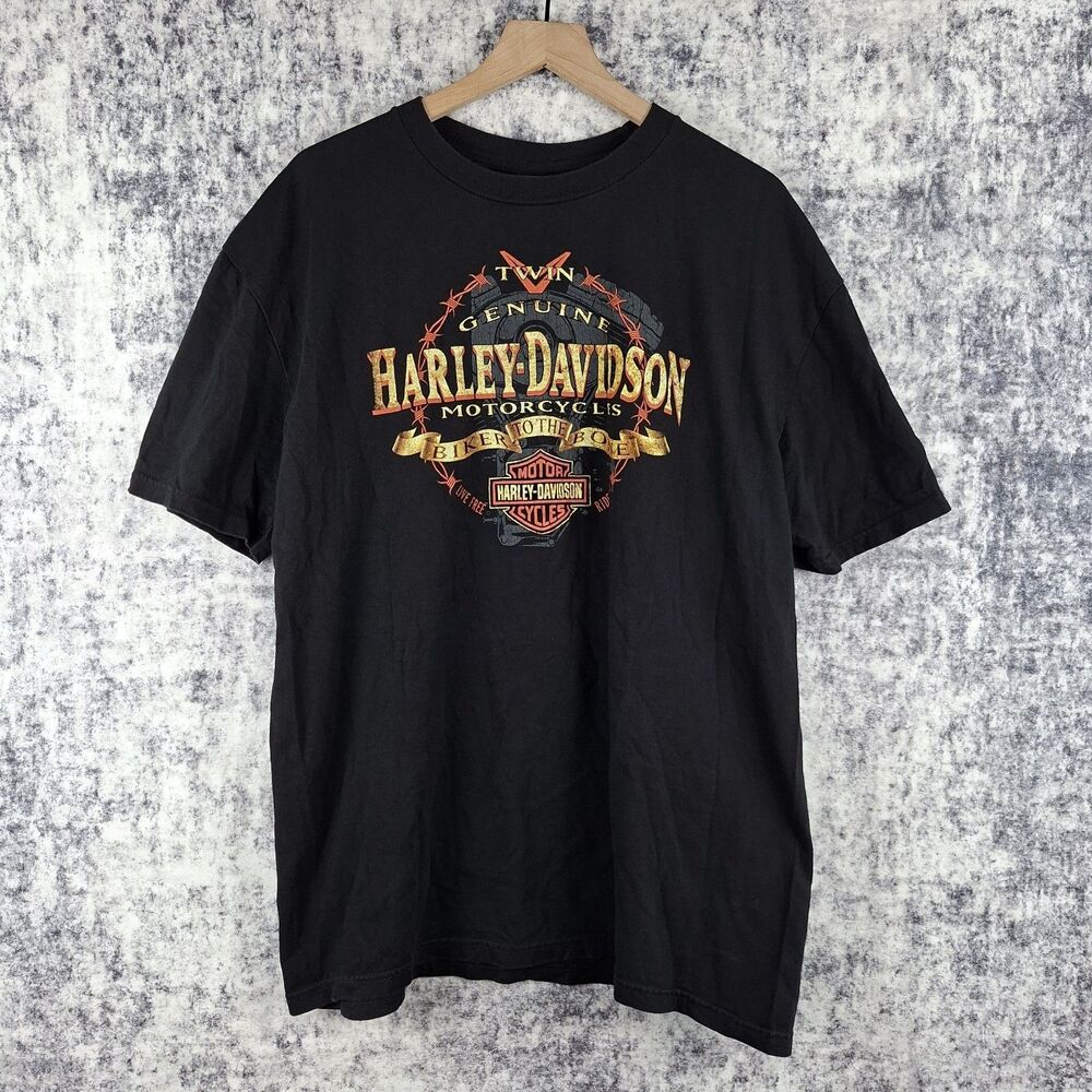 Harley Davidson 2010 T Shirt Mens Size XL Black "Biker To The Bone" Short Sleeve